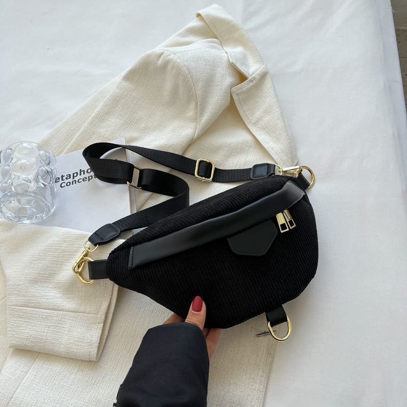 Sac banane en velours côtelé à bandoulière amovible