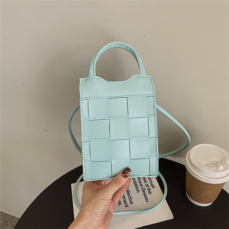 Mini sac à main tressé en simili cuir