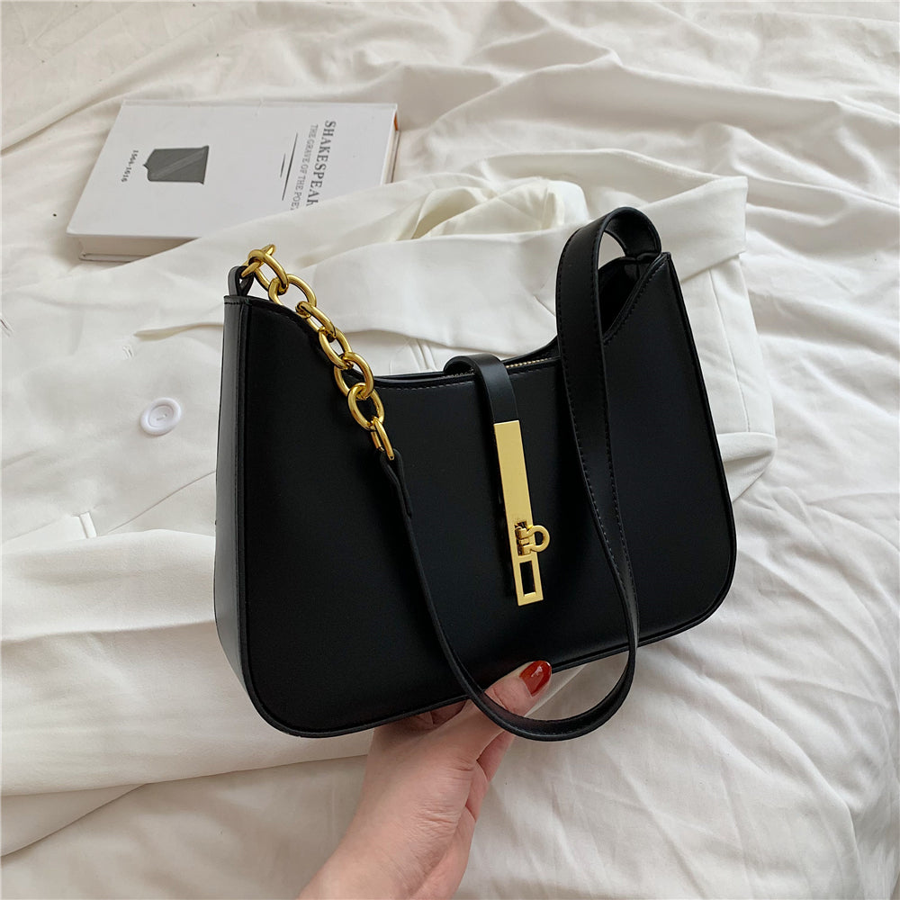 Petit sac à main en simili cuir à anse demi-chaîne