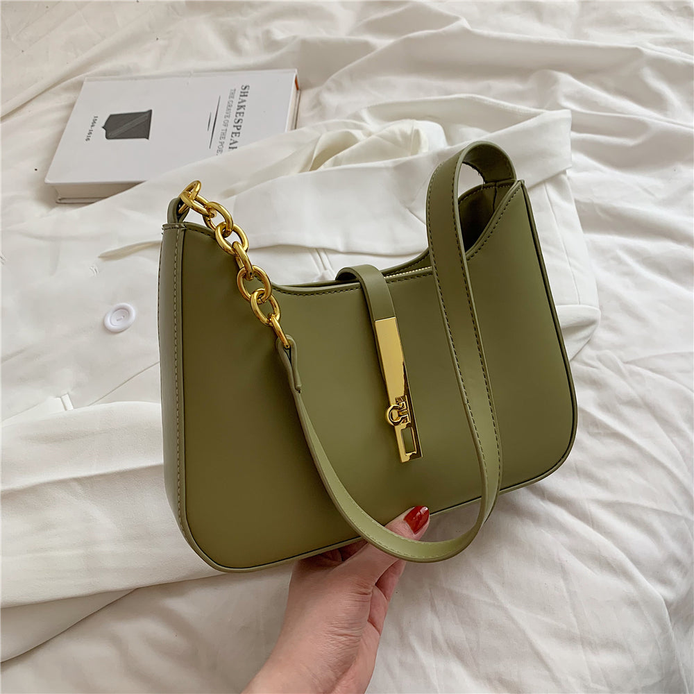 Petit sac à main en simili cuir à anse demi-chaîne