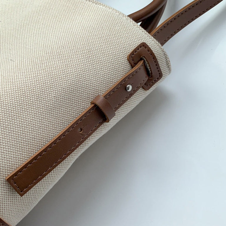 Sac seau en toile texturée à bandoulière réglable