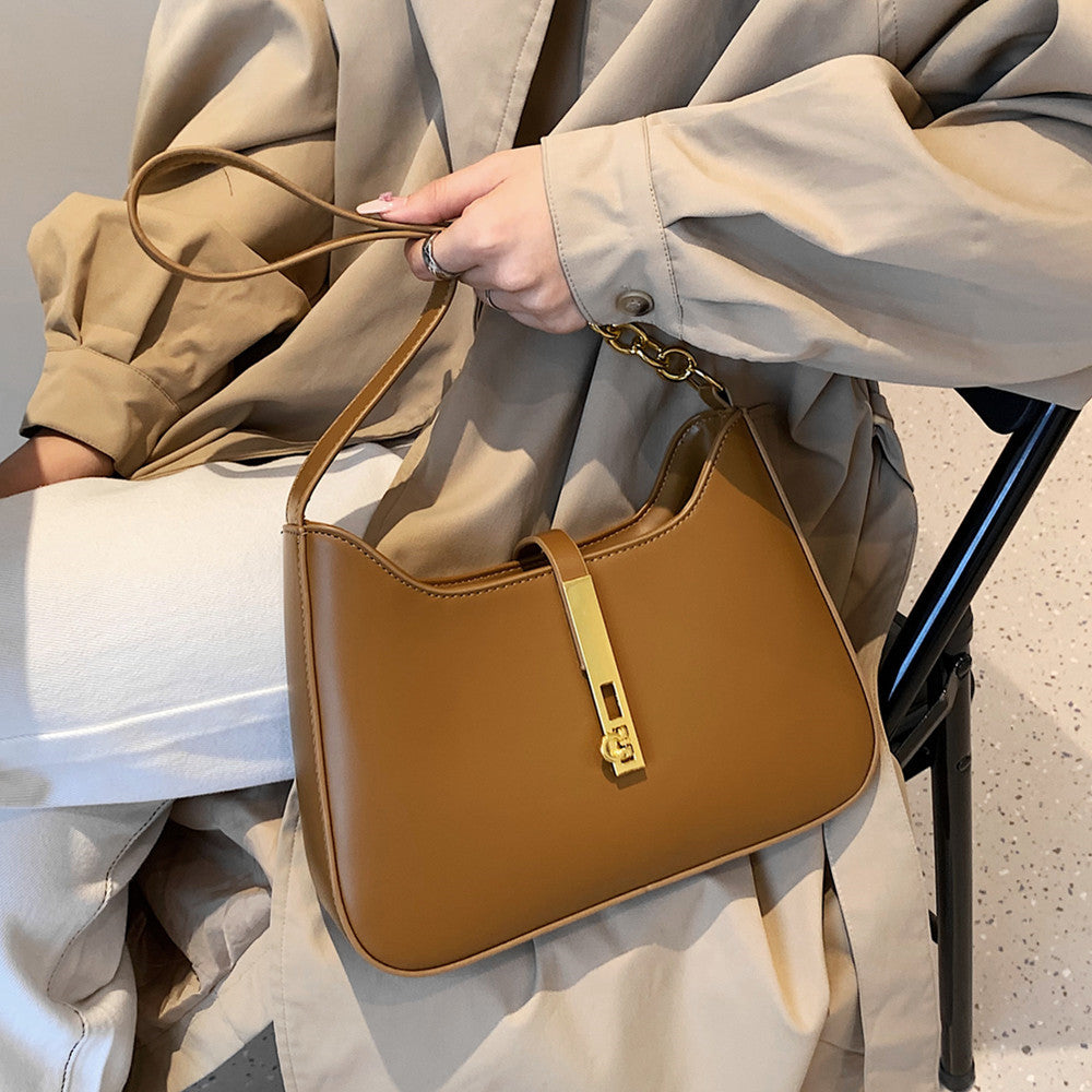 Petit sac à main en simili cuir à anse demi-chaîne