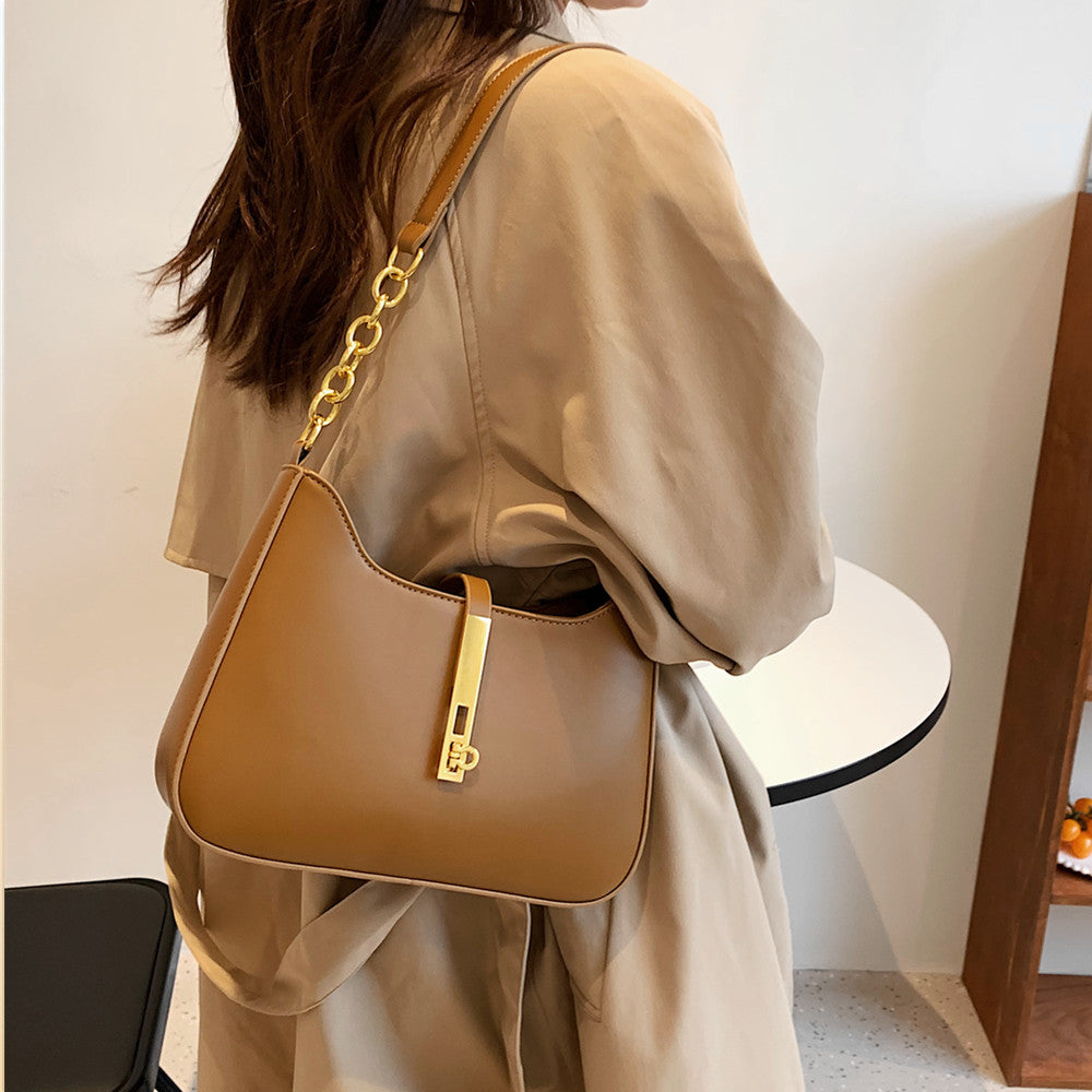 Petit sac à main en simili cuir à anse demi-chaîne