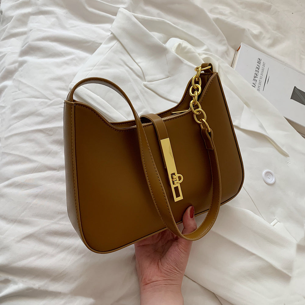 Petit sac à main en simili cuir à anse demi-chaîne