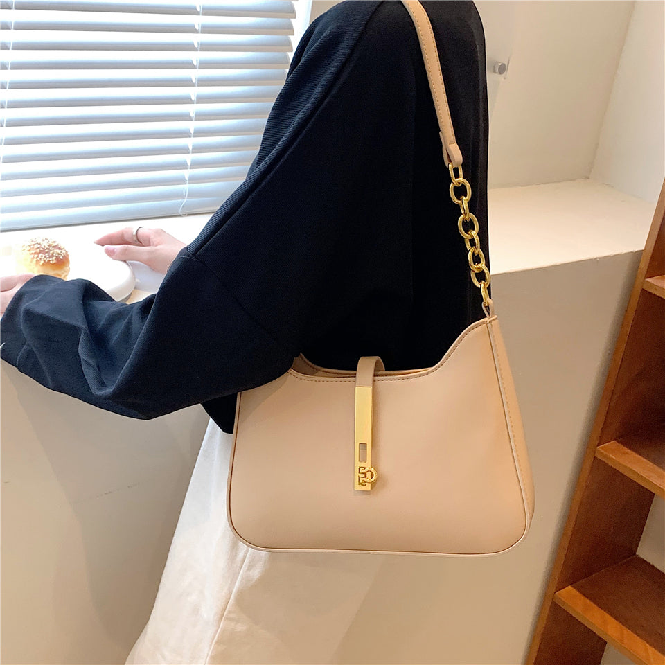 Petit sac à main en simili cuir à anse demi-chaîne