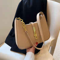 Petit sac à main en simili cuir à anse demi-chaîne