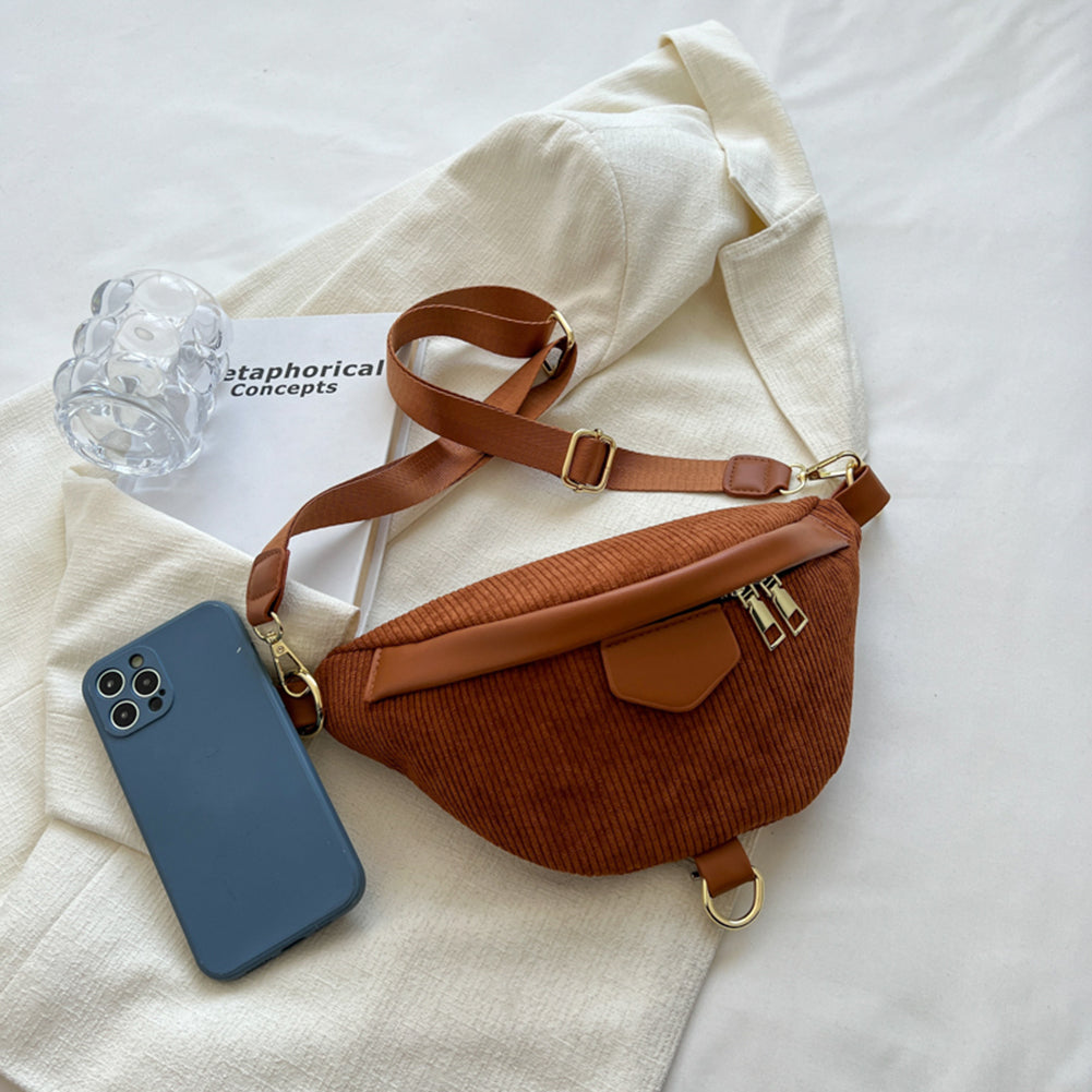 Sac banane en velours côtelé à bandoulière amovible