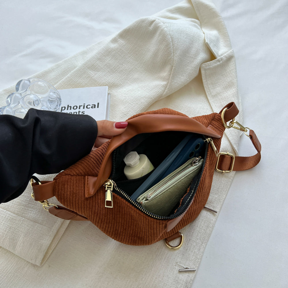 Sac banane en velours côtelé à bandoulière amovible