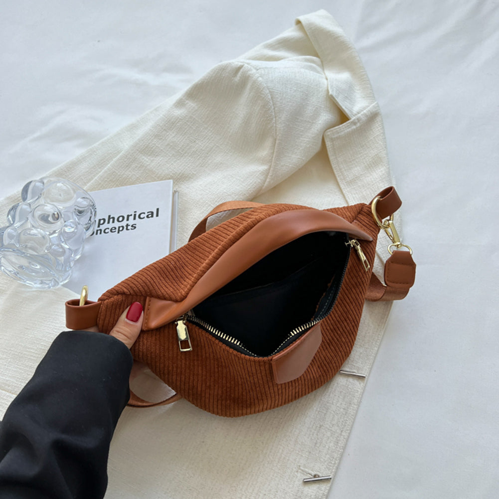 Sac banane en velours côtelé à bandoulière amovible