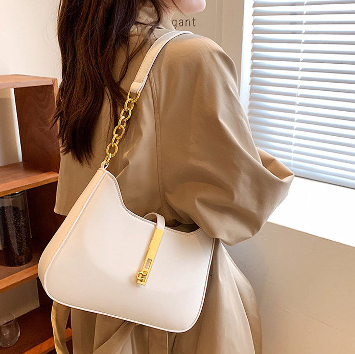 Petit sac à main en simili cuir à anse demi-chaîne