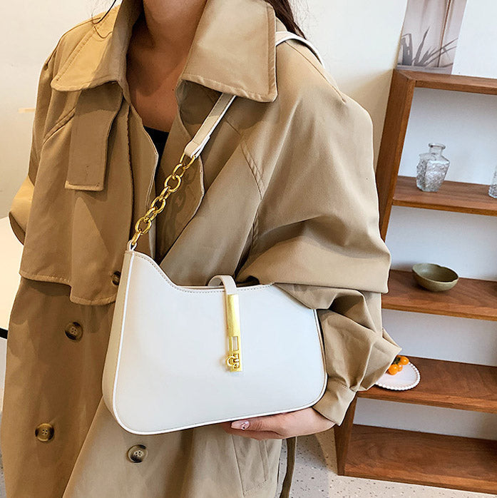Petit sac à main en simili cuir à anse demi-chaîne