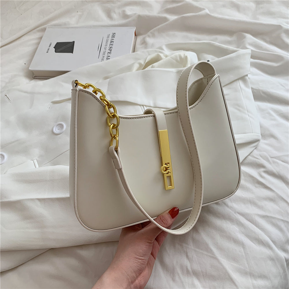 Petit sac à main en simili cuir à anse demi-chaîne