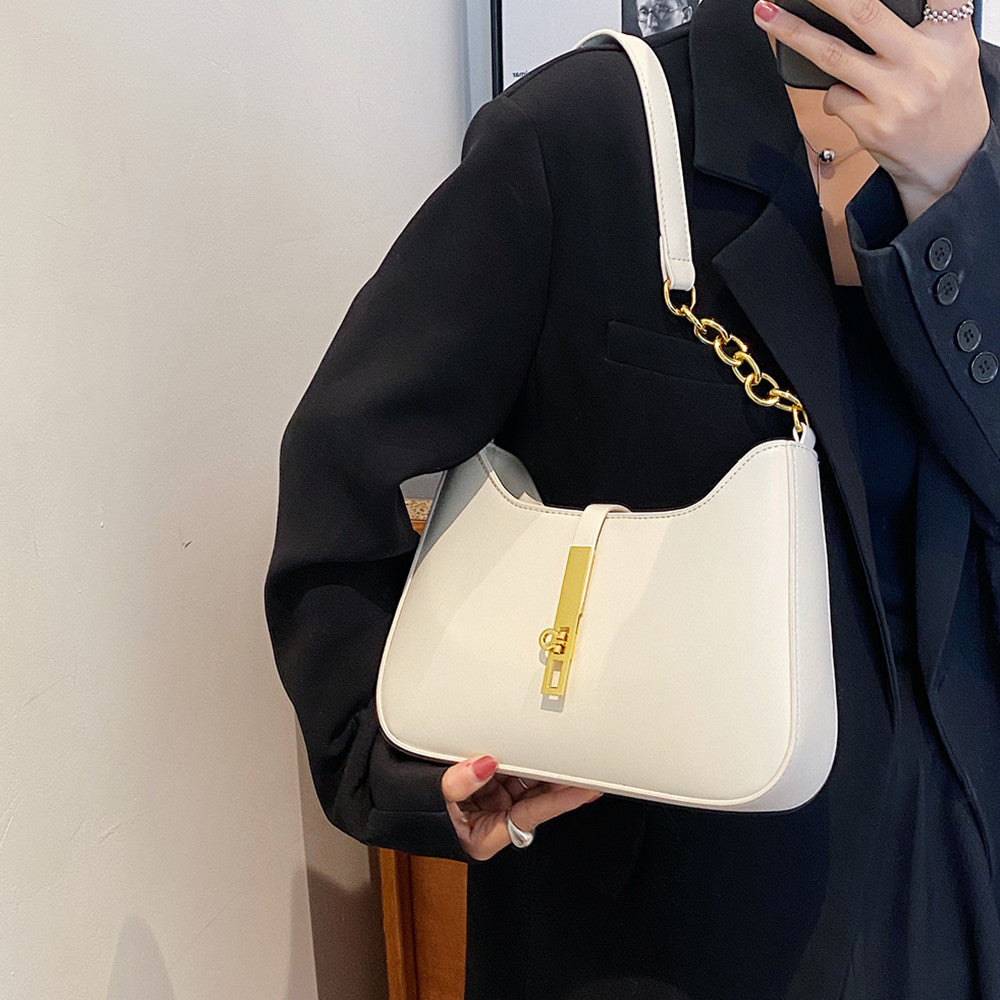 Petit sac à main en simili cuir à anse demi-chaîne