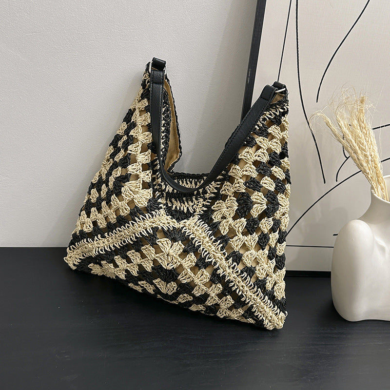 Sac cabas en paille à fermeture magnétique