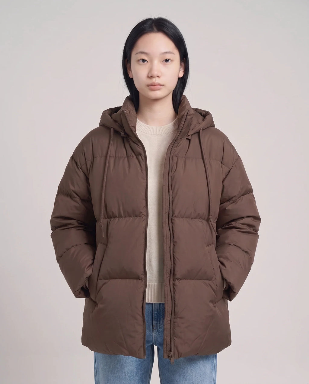 Doudoune oversize à capuche matelassée