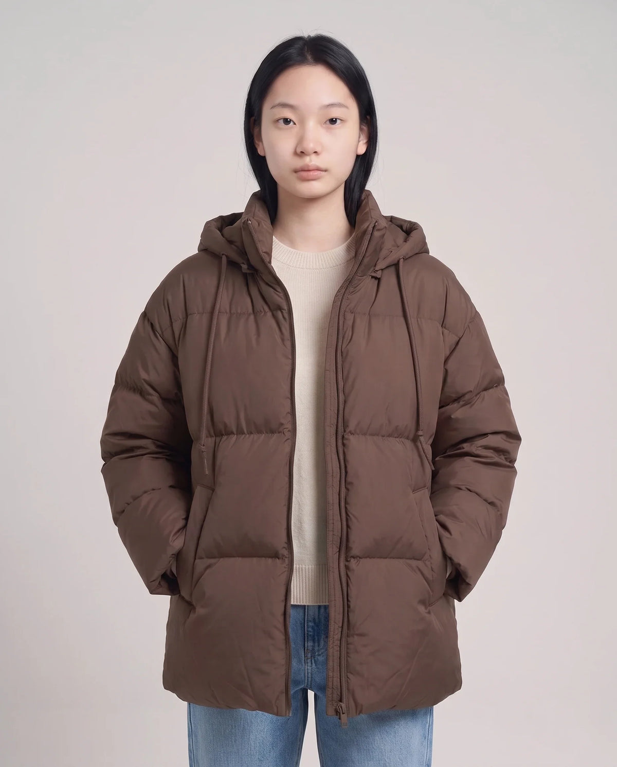 Doudoune oversize à capuche matelassée