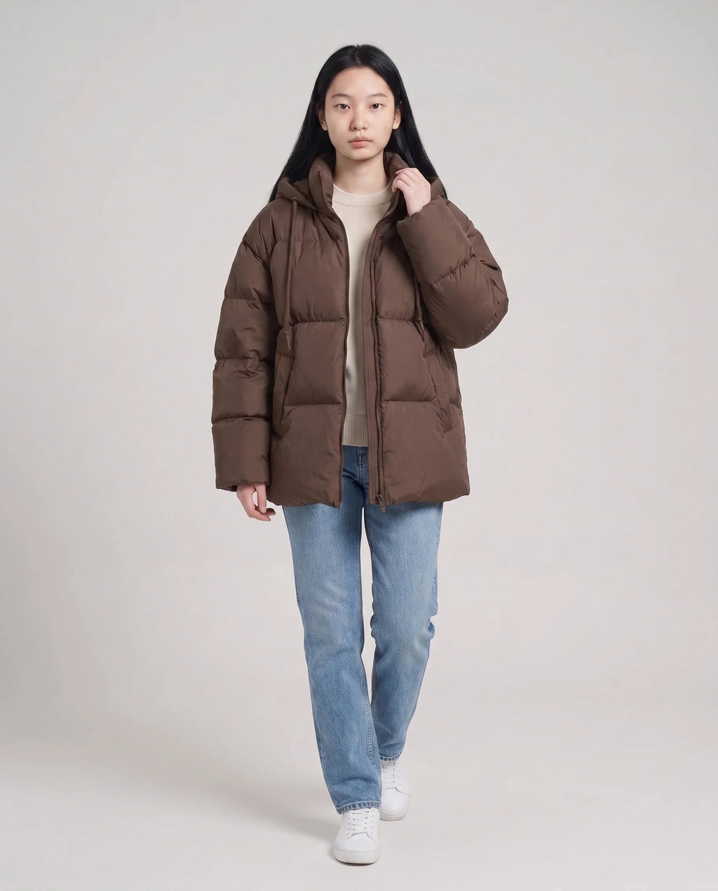 Doudoune oversize à capuche matelassée