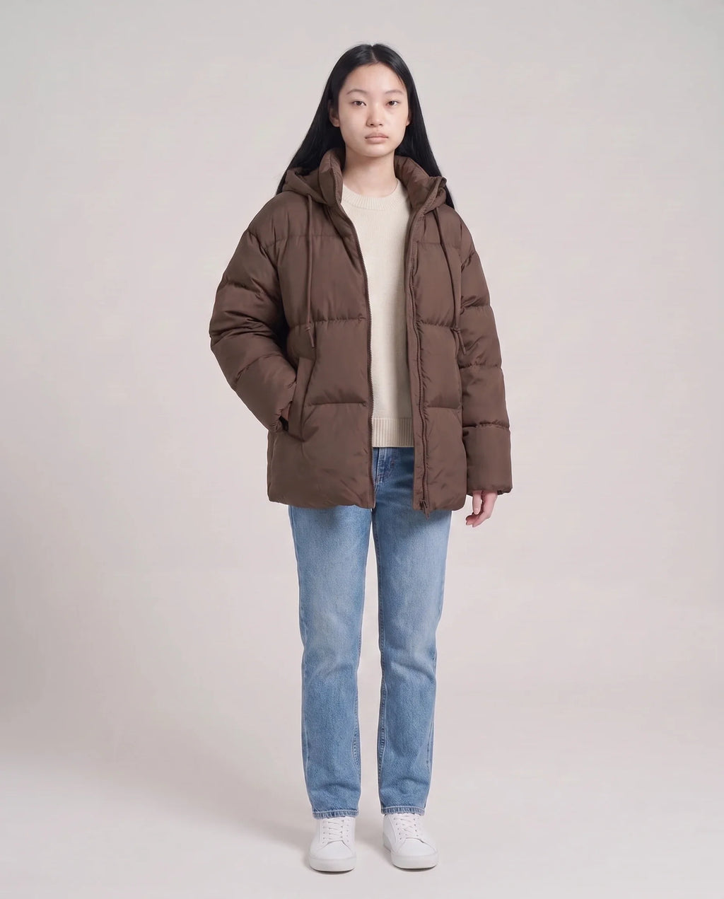 Doudoune oversize à capuche matelassée