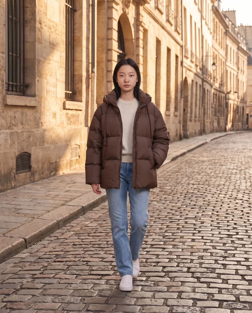 Doudoune oversize à capuche matelassée