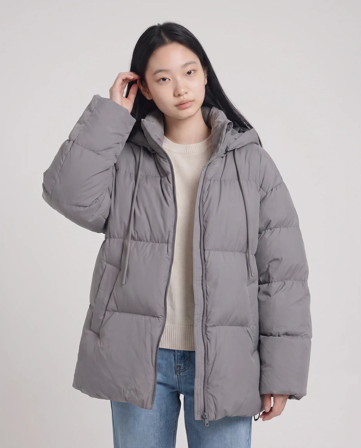 Doudoune oversize à capuche matelassée
