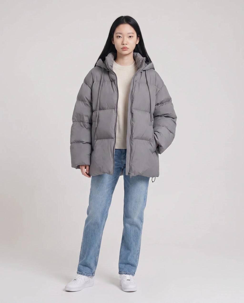 Doudoune oversize à capuche matelassée