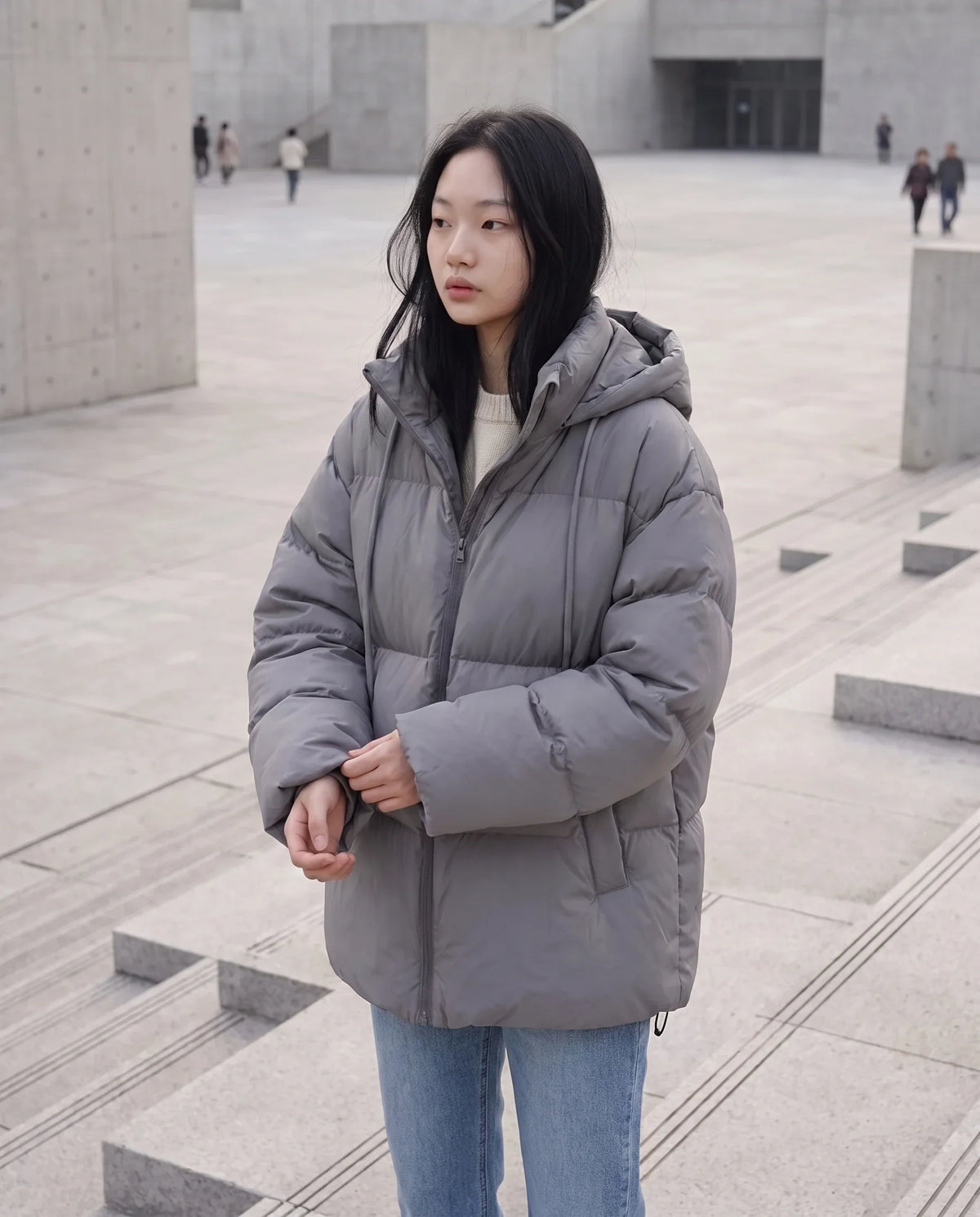 Doudoune oversize à capuche matelassée