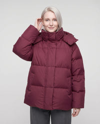Doudoune oversize à col haut et capuche amovible
