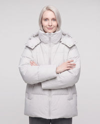Doudoune oversize à col haut et capuche amovible