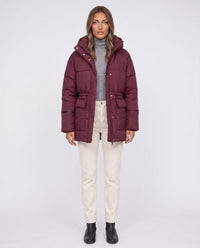Doudoune oversize à capuche et taille coulissée