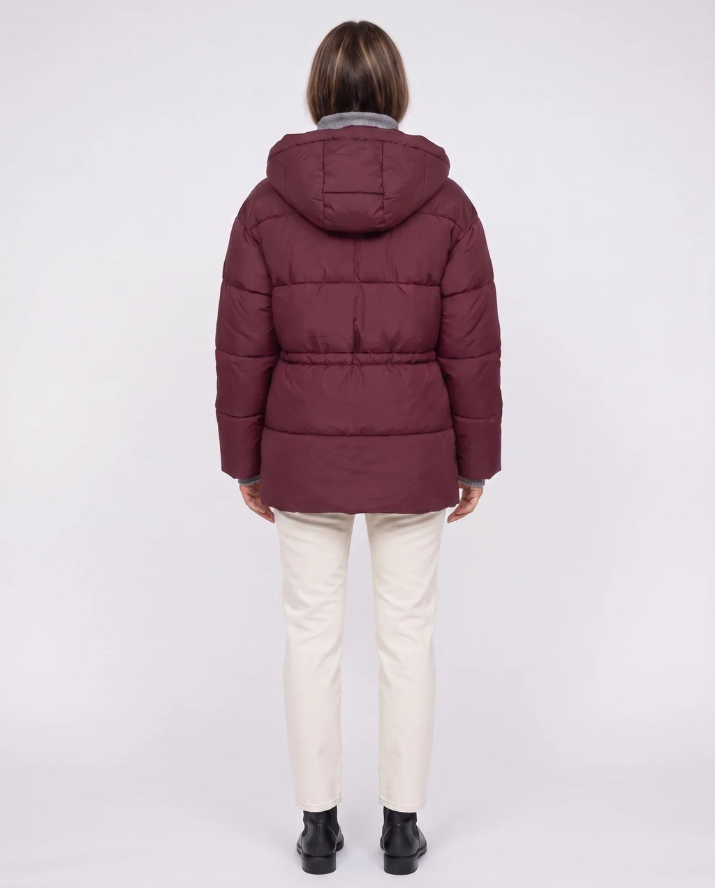 Doudoune oversize à capuche et taille coulissée