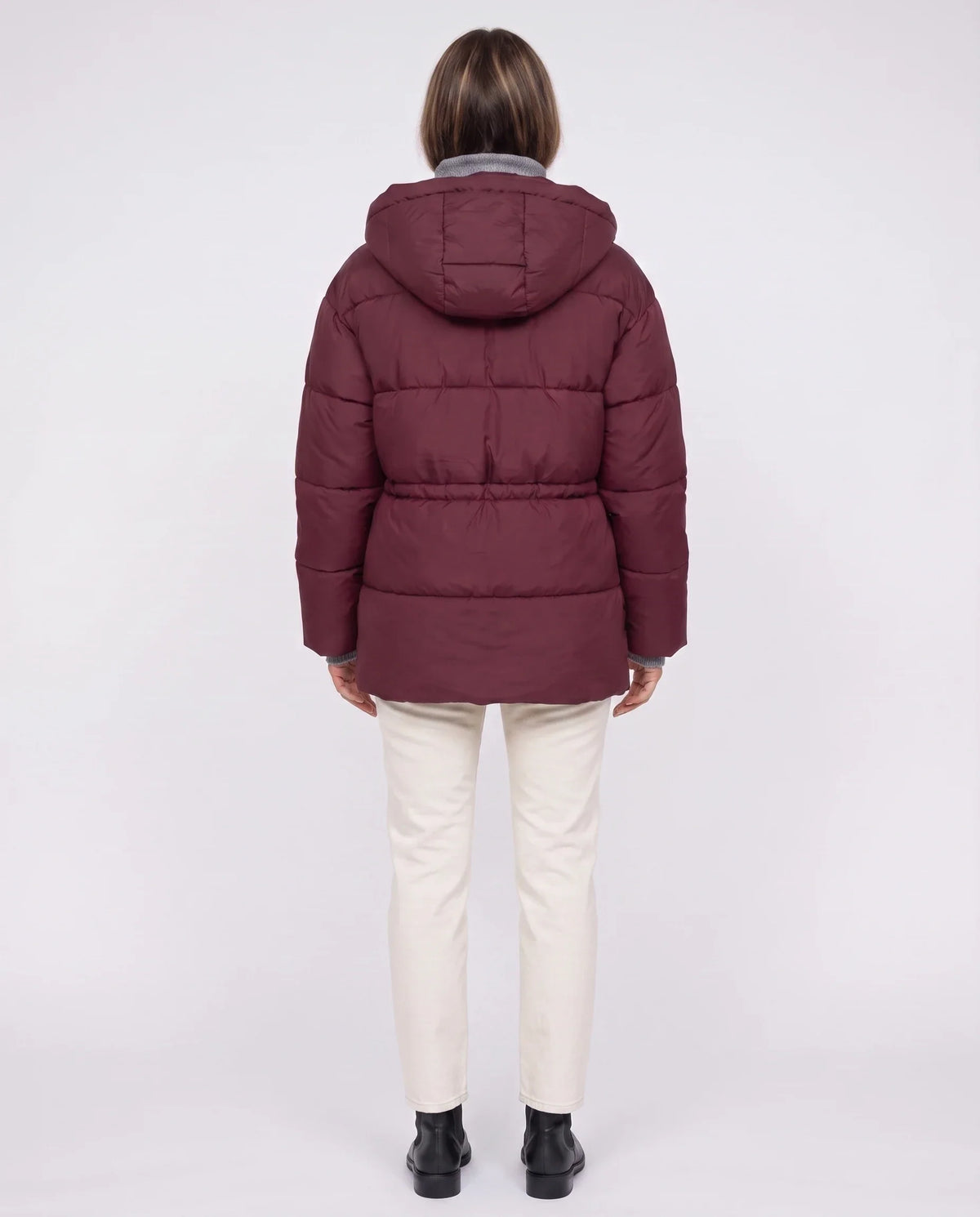 Doudoune oversize à capuche et taille coulissée