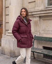Doudoune oversize à capuche et taille coulissée