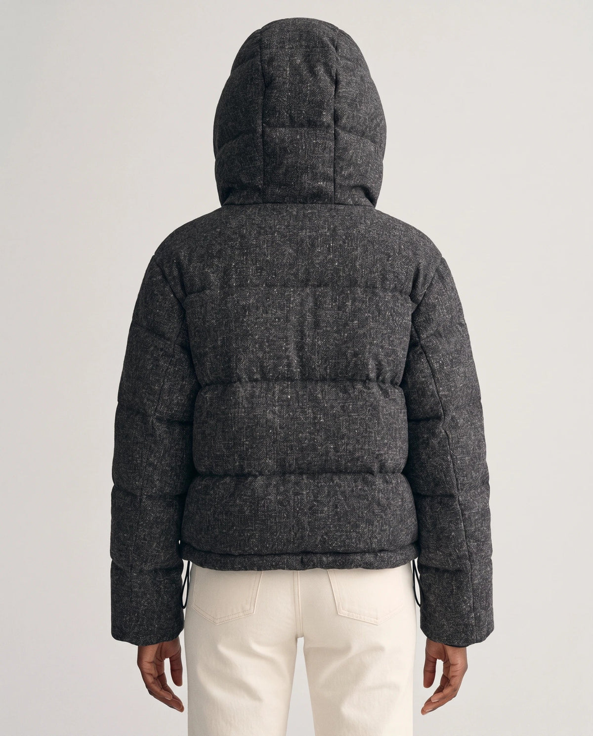 Doudoune courte oversize chinée à capuche amovible