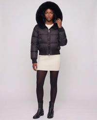Doudoune courte blouson à capuche fausse fourrure