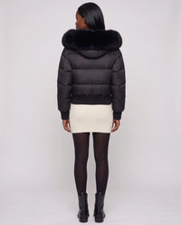 Doudoune courte blouson à capuche fausse fourrure