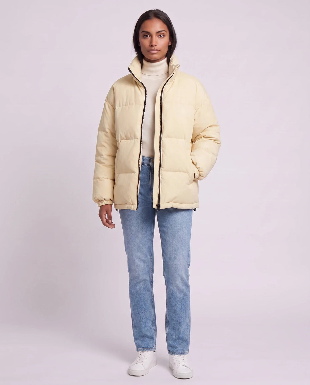 Doudoune courte oversize à zip contrasté