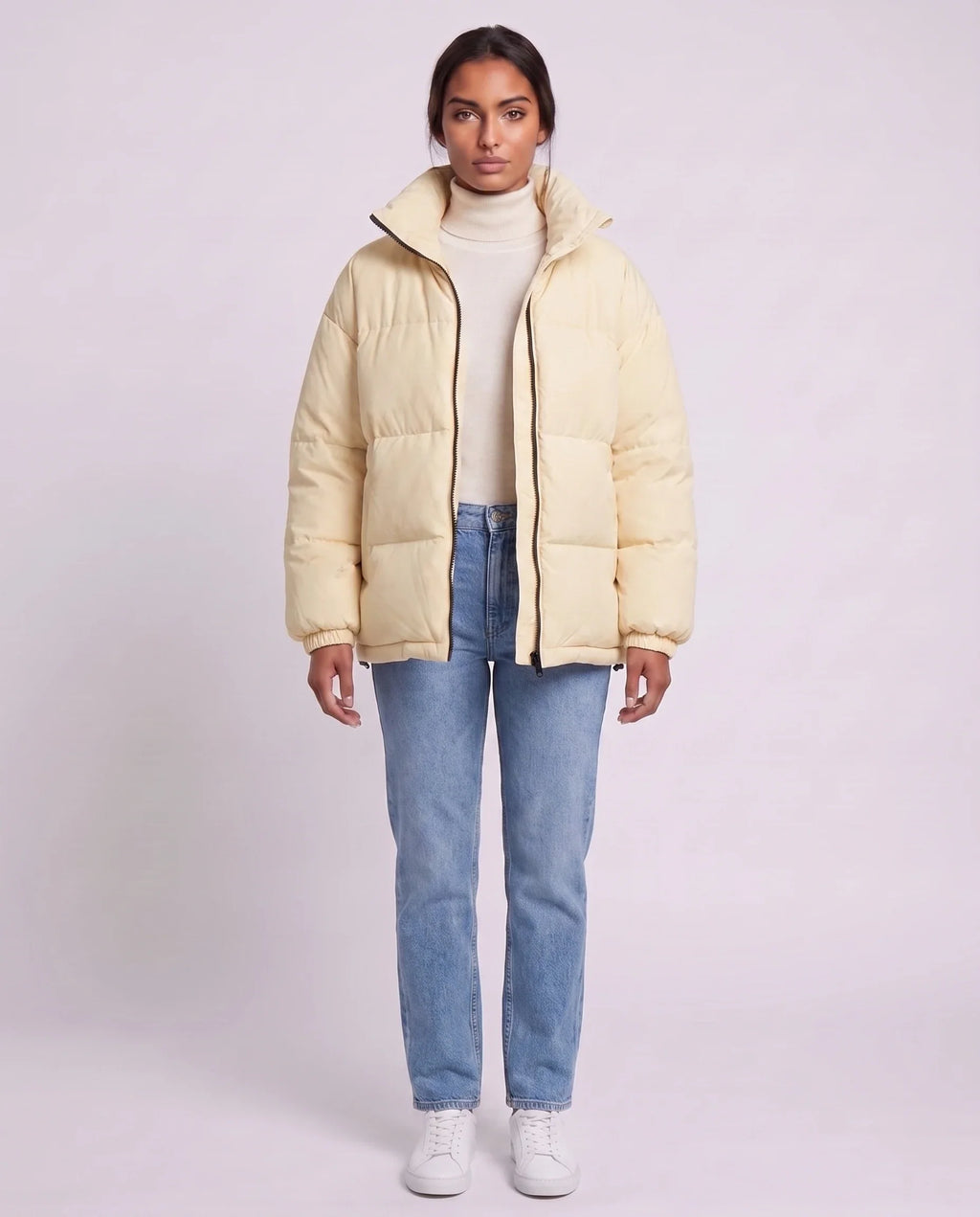 Doudoune courte oversize à zip contrasté