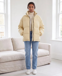 Doudoune courte oversize à zip contrasté