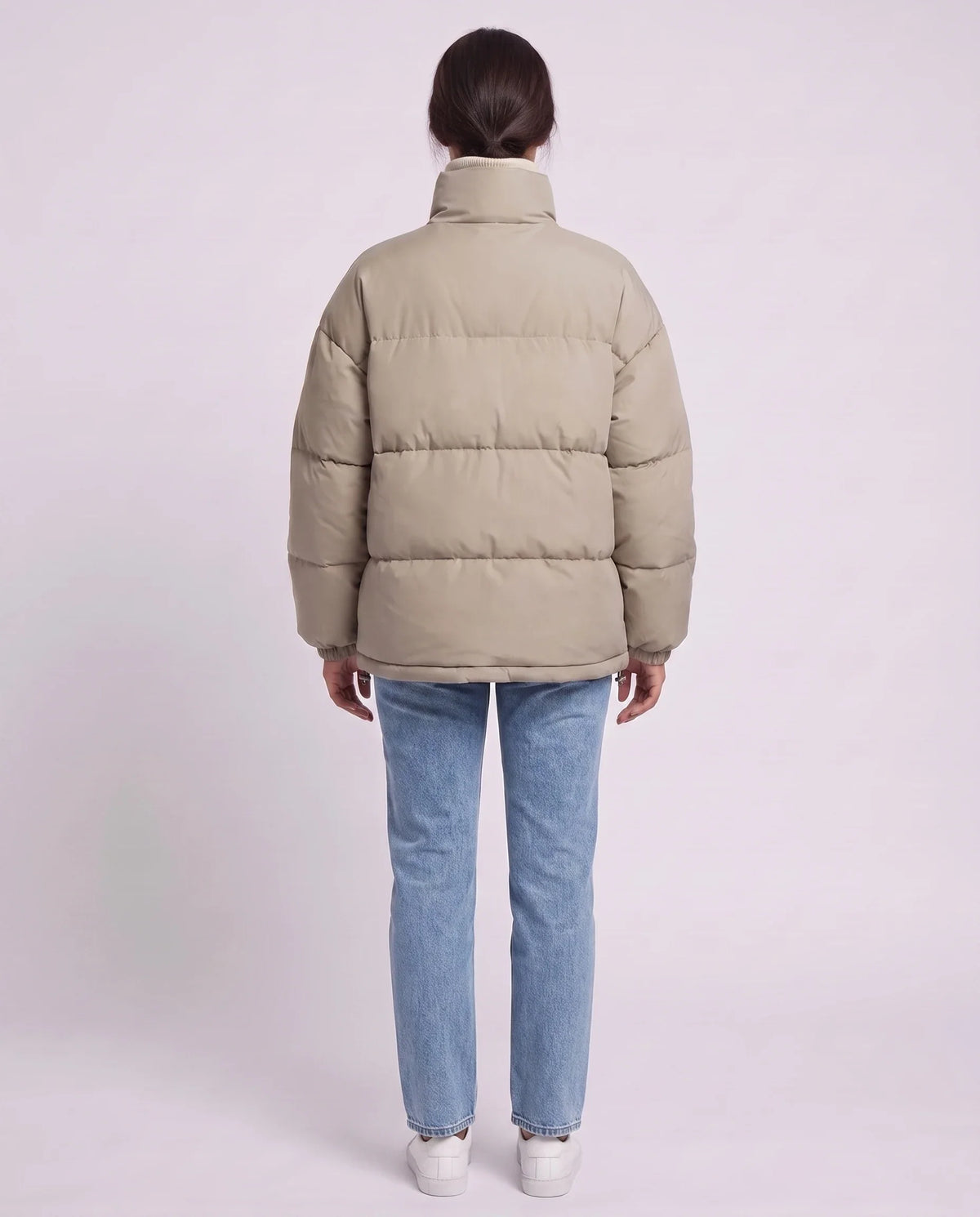 Doudoune courte oversize à zip contrasté