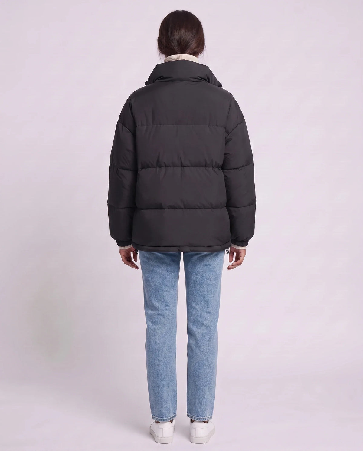 Doudoune courte oversize à zip contrasté