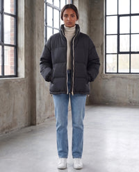 Doudoune courte oversize à zip contrasté