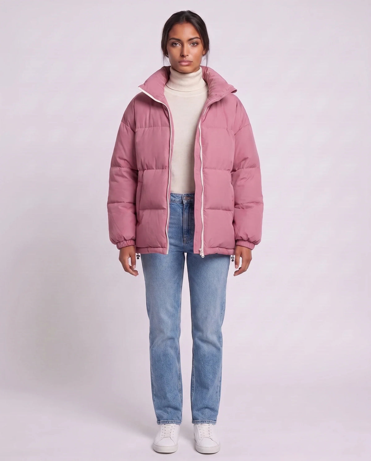 Doudoune courte oversize à zip contrasté