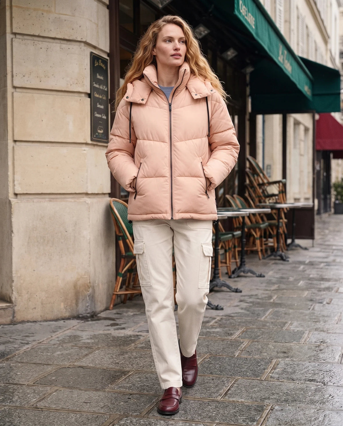 Doudoune courte oversize à capuche