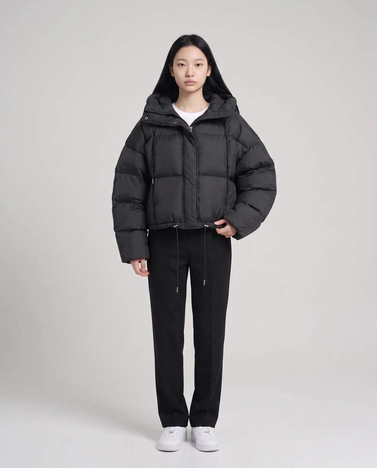 Doudoune courte cropped à capuche