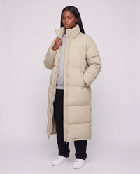 Doudoune extra-longue à col cheminée et double zip