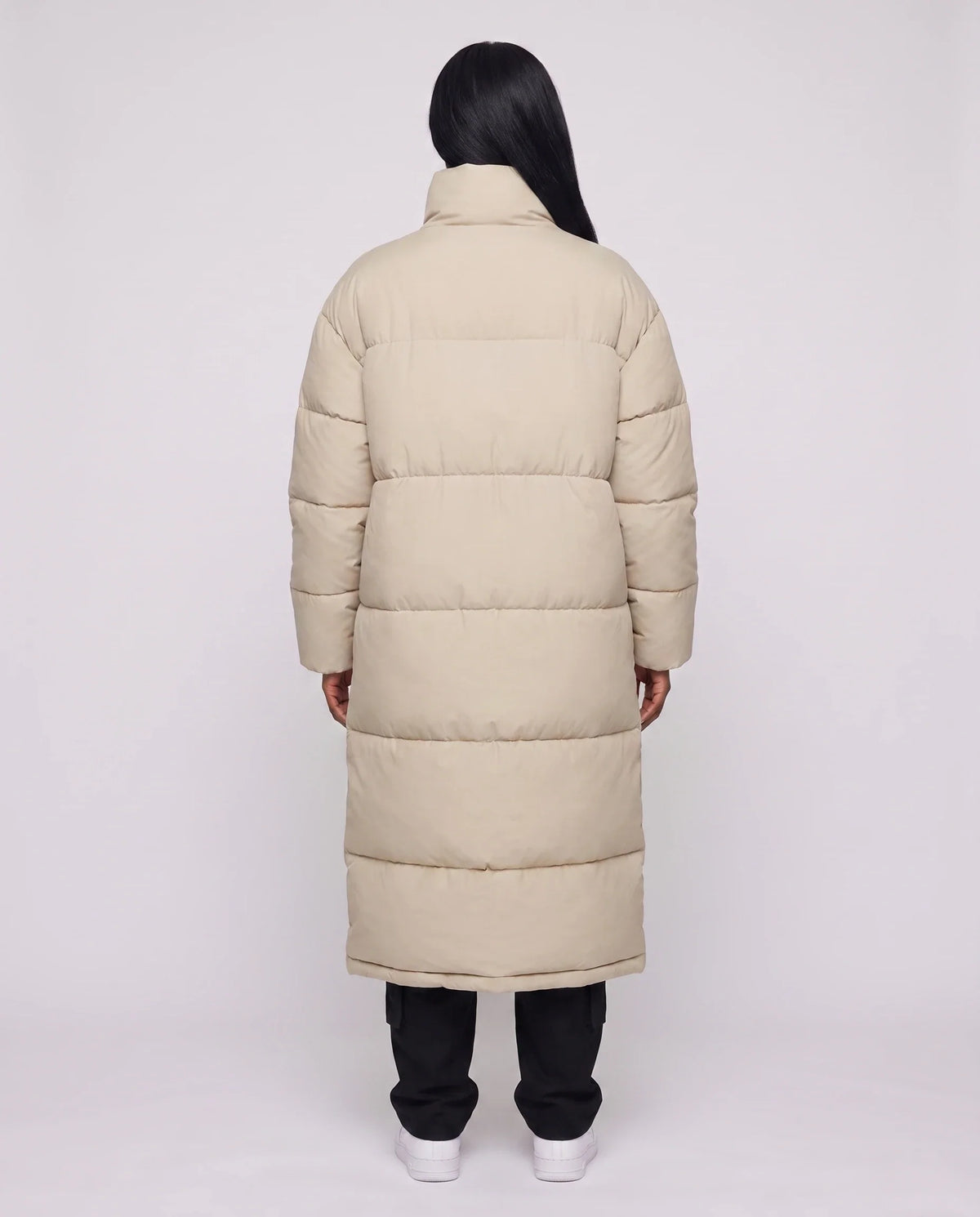 Doudoune extra-longue à col cheminée et double zip