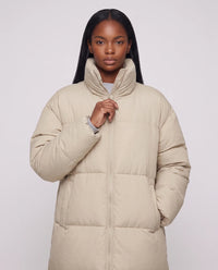 Doudoune extra-longue à col cheminée et double zip