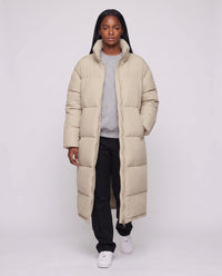 Doudoune extra-longue à col cheminée et double zip
