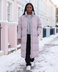 Doudoune extra-longue à col cheminée et double zip