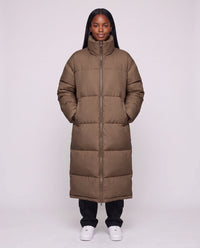 Doudoune extra-longue à col cheminée et double zip